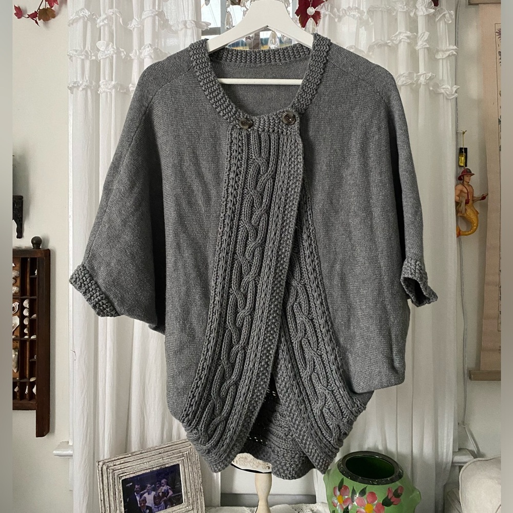 Gray Drape Cape Cardigan